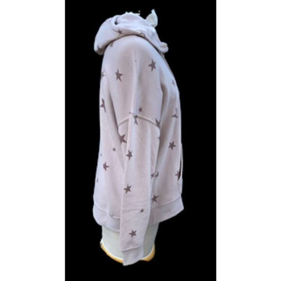 Hippie Rose Hoodie Star Kangaroo Pocket Drawstring Hood Quarter Zip Sz L Tan - Picture 10 of 14